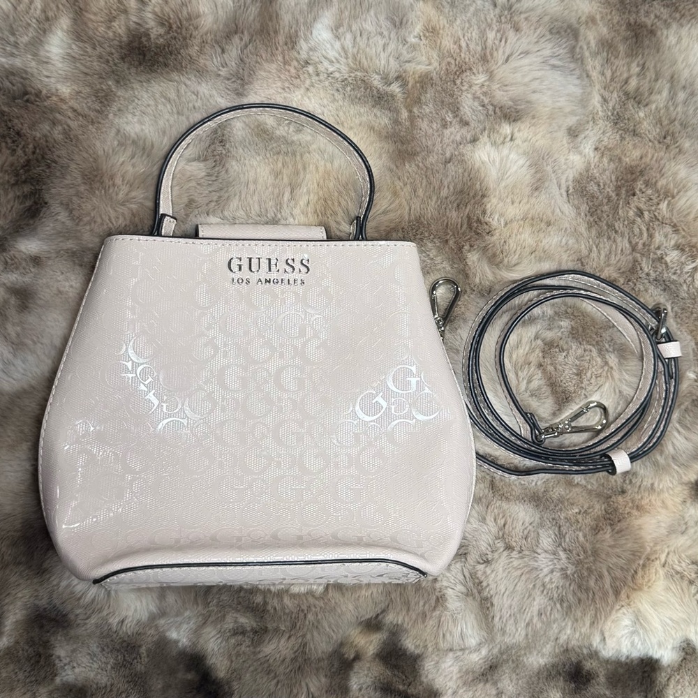 GUESS Los Angeles light pink Patent Top-Handle Crossbody Bag